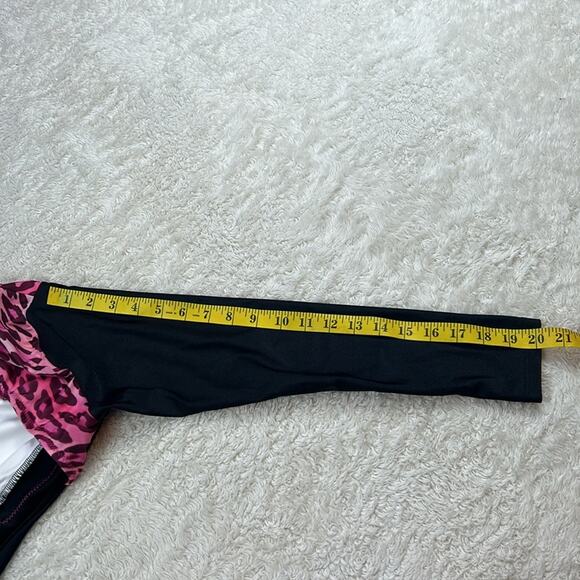 Y Customs Swimsuit long sleeved pink leopard one piece suit, size large - Picture 7 of 11